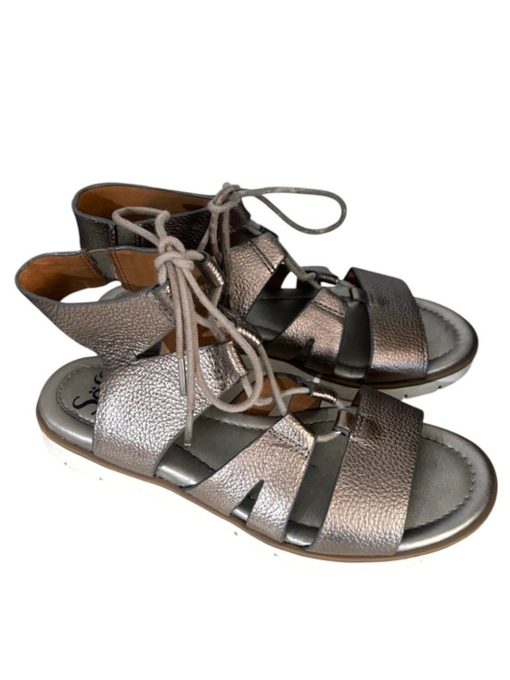 Sofft Women’s Sandals Silver Pewter Lace Up Size 7